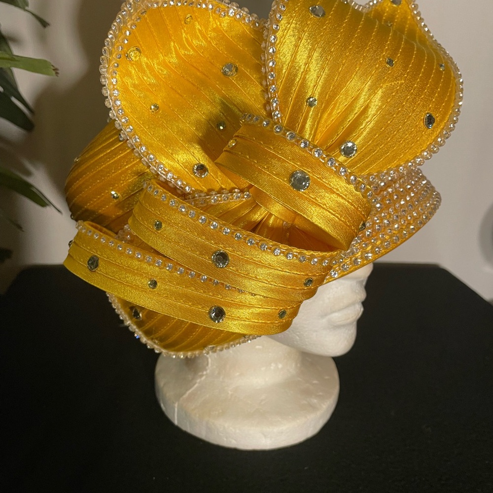 Yellow Hat with Bow Detail